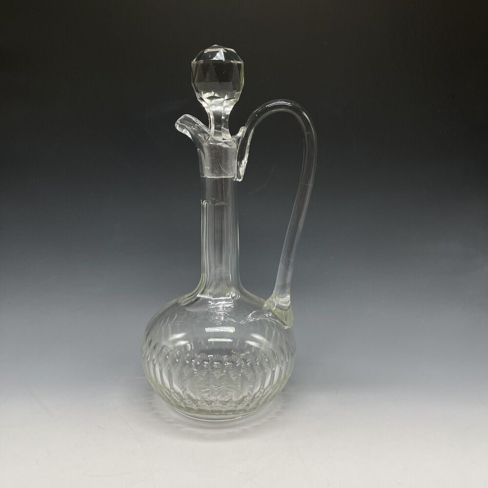 Vintage Glass Decanter‎ w/ Stopper Clear Diamond
